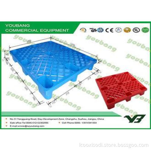Custom Blue or Red color Recycle 4 Way stackable plastic pa